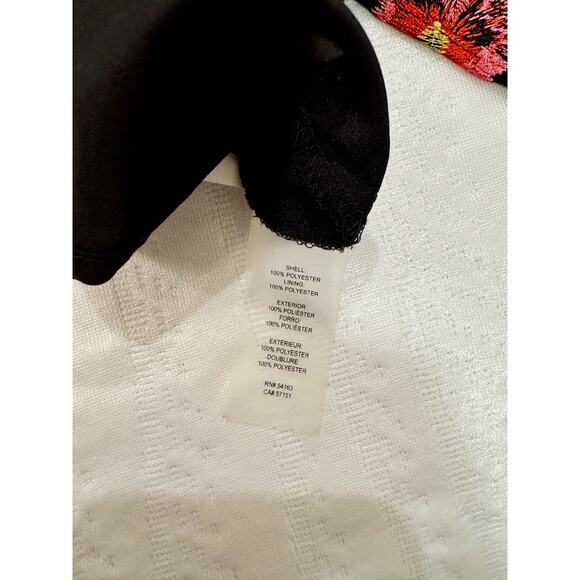 Kensie Black Dress Women's 16 Plus Size Embroidered Floral Chiffon Date Night - Picture 14 of 16